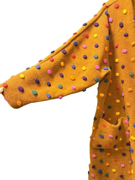 Farm Rio Caramel Polka Dot Rainbow Long Cardigan Sweater Jacket Medium NEW - Picture 5 of 9